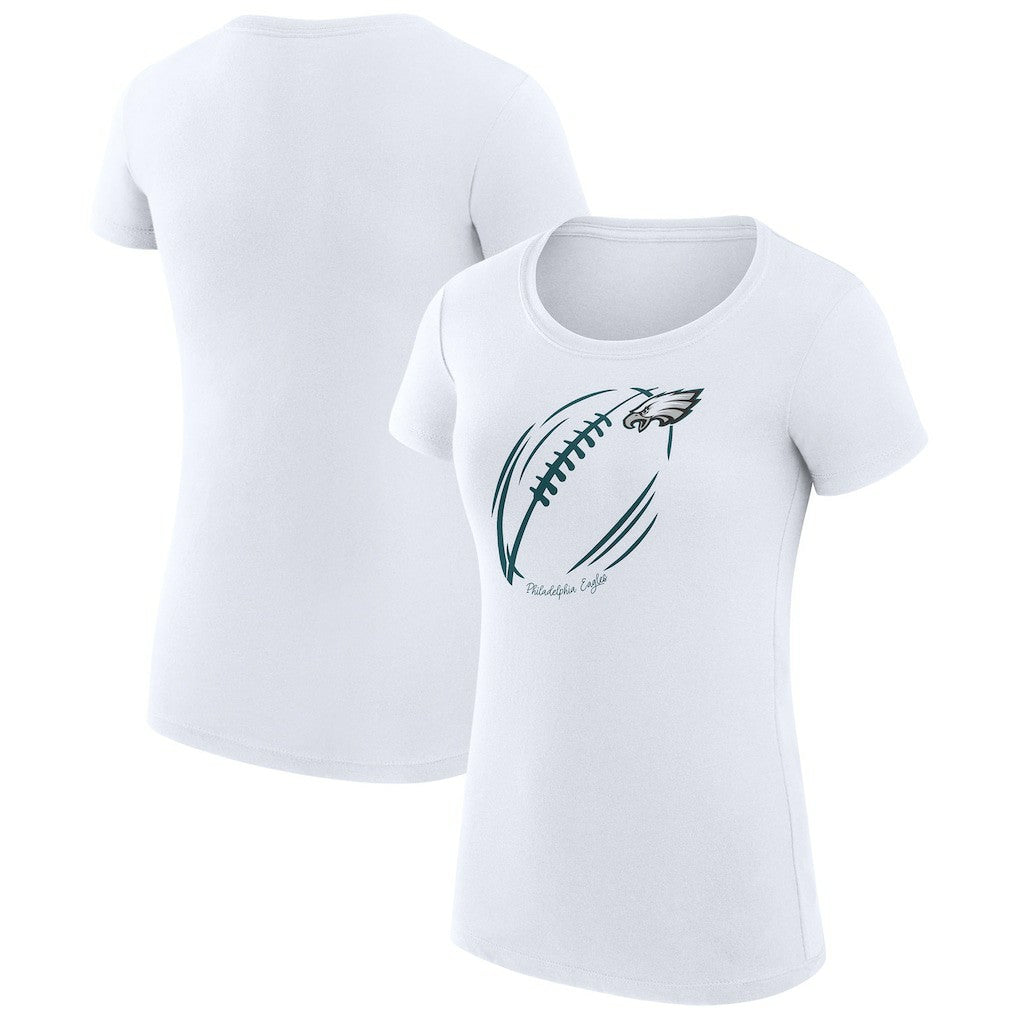 Philadelphia Eagles G-III 4Her by Carl Banks Women's Super-Slim Fit Lightweight Subtle Football T-Shirt White