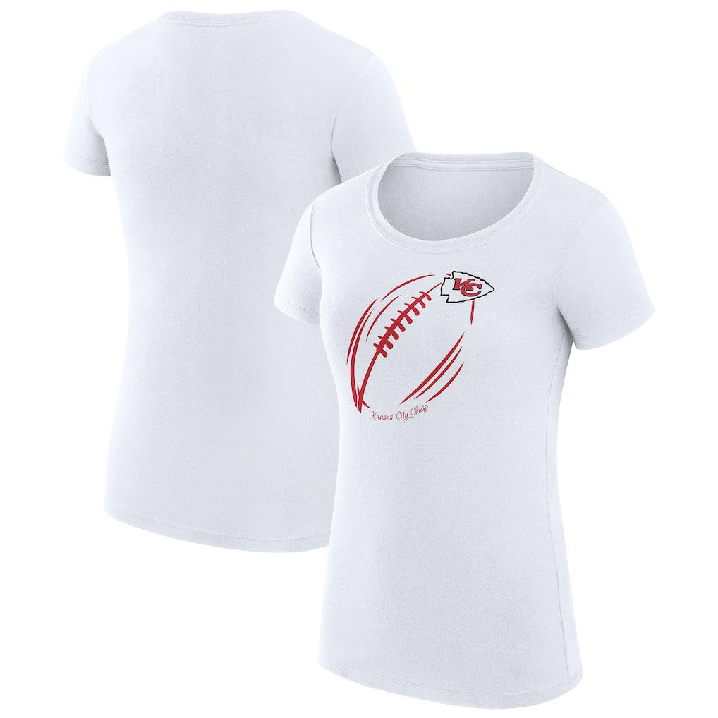 Kansas City Chiefs G-III 4Her by Carl Banks Women's Super-Slim Fit Lightweight Subtle Football T-Shirt White