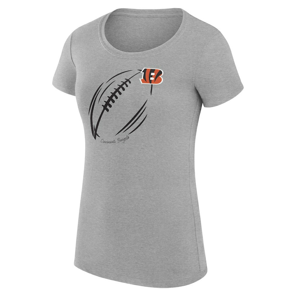Cincinnati Bengals G-III 4Her by Carl Banks Women's Super-Slim Fit Lightweight Subtle Football T-Shirt Heather Gray