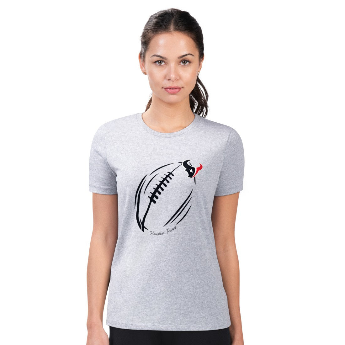 Houston Texans G-III 4Her by Carl Banks Women's Super-Slim Fit Lightweight Subtle Football T-Shirt Heather Gray
