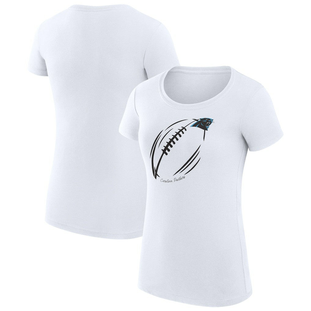 Carolina Panthers G-III 4Her by Carl Banks Women's Super-Slim Fit Lightweight Subtle Football T-Shirt White