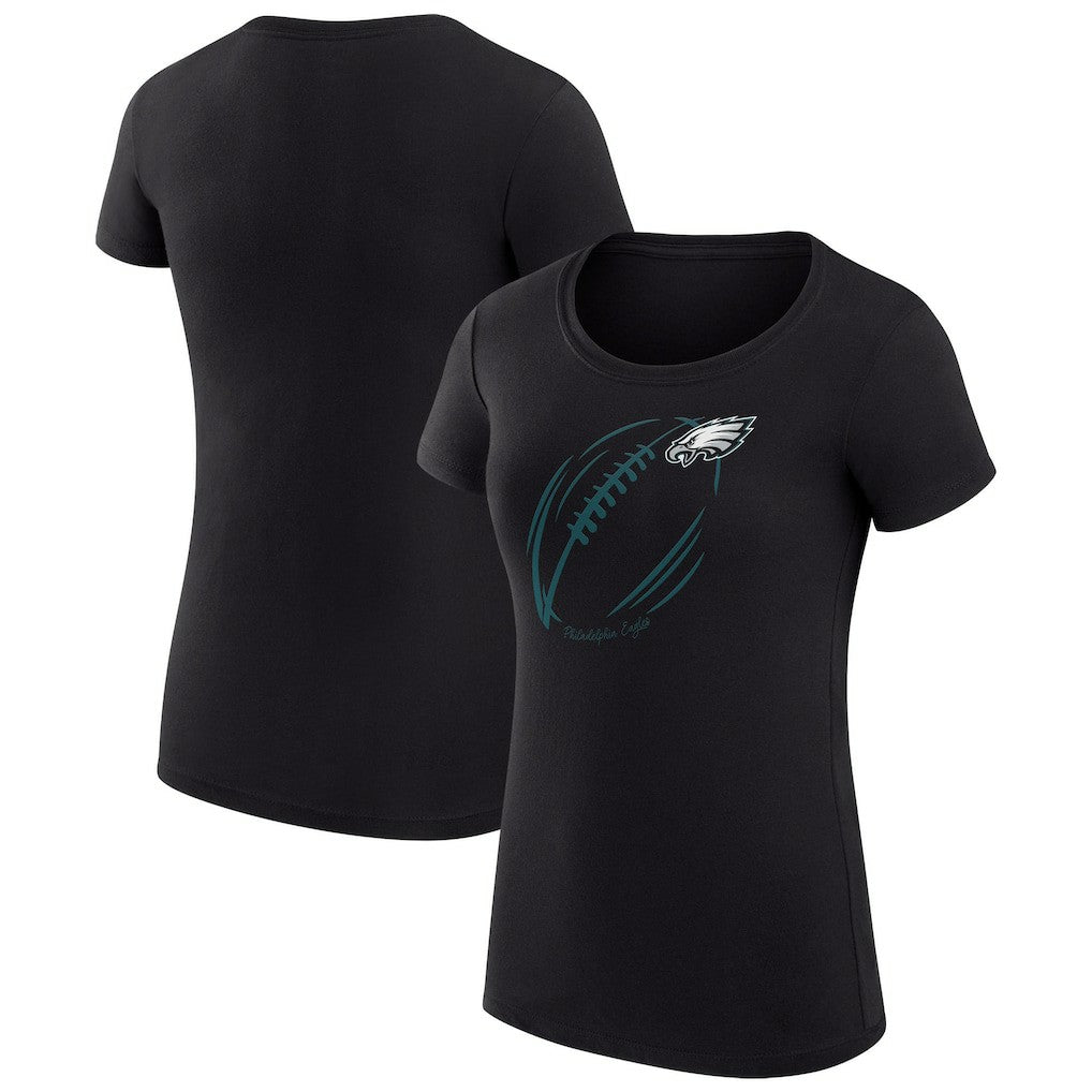 Philadelphia Eagles G-III 4Her by Carl Banks Women's Super-Slim Fit Lightweight Subtle Football T-Shirt Black