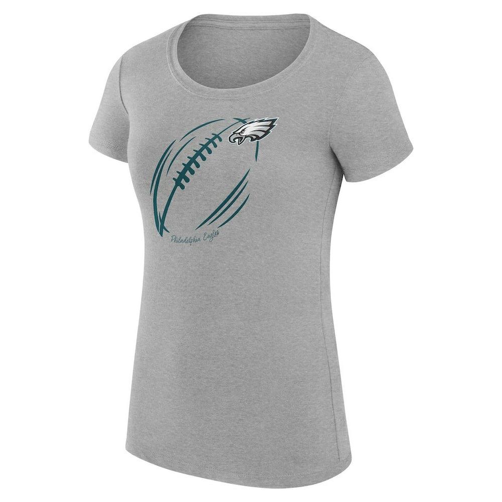 Philadelphia Eagles G-III 4Her by Carl Banks Women's Super-Slim Fit Lightweight Subtle Football T-Shirt Heather Gray