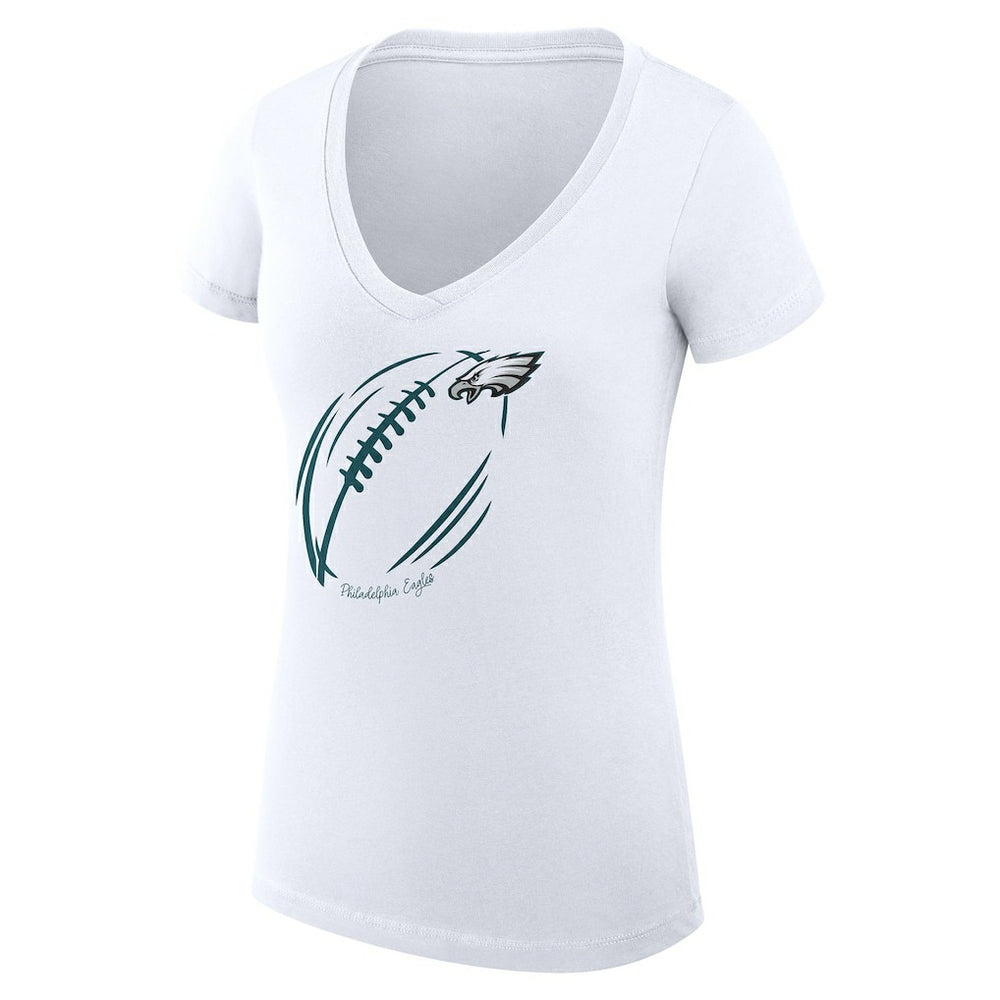 Philadelphia Eagles G-III 4Her by Carl Banks Women's Super-Slim Fit Lightweight Subtle Football V-Neck T-Shirt White
