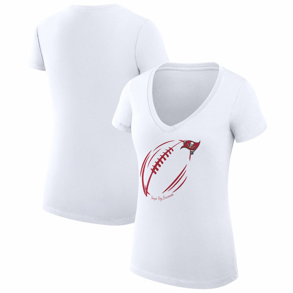 Tampa Bay Buccaneers G-III 4Her by Carl Banks Women's Super-Slim Fit Lightweight Subtle Football V-Neck T-Shirt White