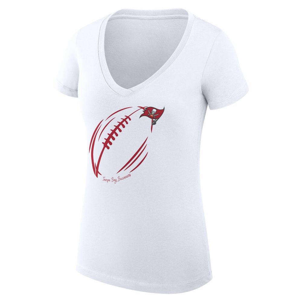 Tampa Bay Buccaneers G-III 4Her by Carl Banks Women's Super-Slim Fit Lightweight Subtle Football V-Neck T-Shirt White