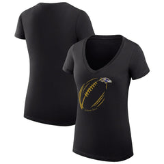 Baltimore Ravens G-III 4Her by Carl Banks Women's Super-Slim Fit Lightweight Subtle Football V-Neck T-Shirt Black