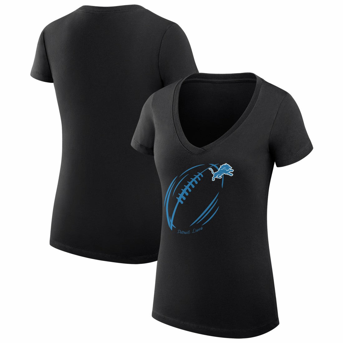 Detroit Lions G-III 4Her by Carl Banks Women's Super-Slim Fit Lightweight Subtle Football V-Neck T-Shirt Black