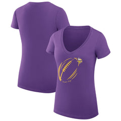 Minnesota Vikings G-III 4Her by Carl Banks Women's Super-Slim Fit Lightweight Subtle Football V-Neck T-Shirt Purple