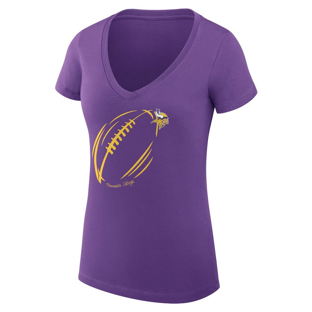 Minnesota Vikings G-III 4Her by Carl Banks Women's Super-Slim Fit Lightweight Subtle Football V-Neck T-Shirt Purple