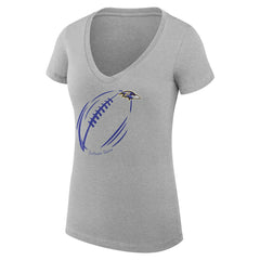 Baltimore Ravens G-III 4Her by Carl Banks Women's Super-Slim Fit Lightweight Subtle Football V-Neck T-Shirt Heather Gray