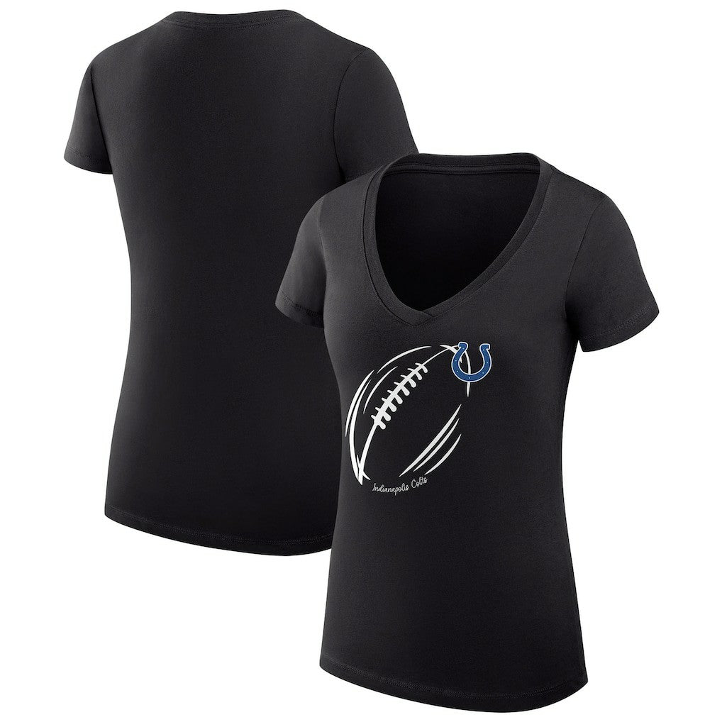 Indianapolis Colts G-III 4Her by Carl Banks Women's Super-Slim Fit Lightweight Subtle Football V-Neck T-Shirt Black