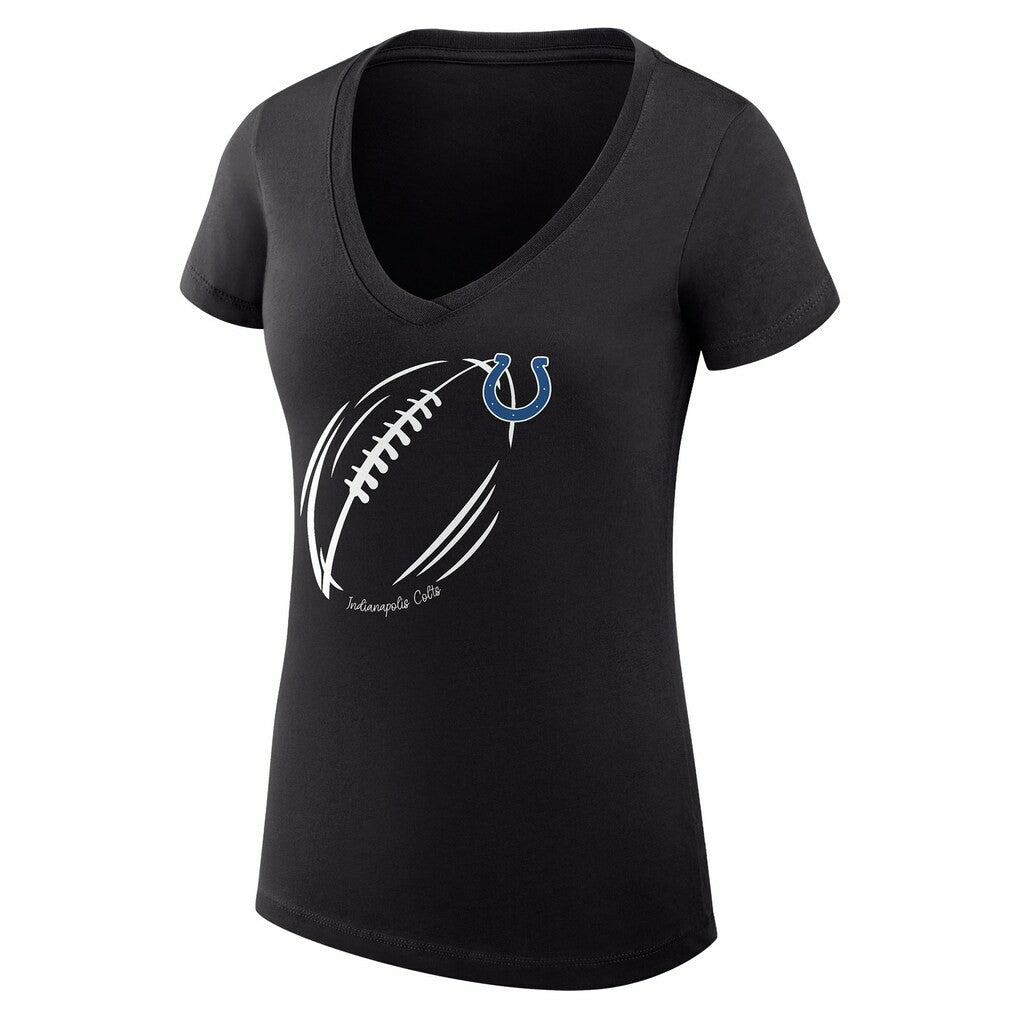 Indianapolis Colts G-III 4Her by Carl Banks Women's Super-Slim Fit Lightweight Subtle Football V-Neck T-Shirt Black