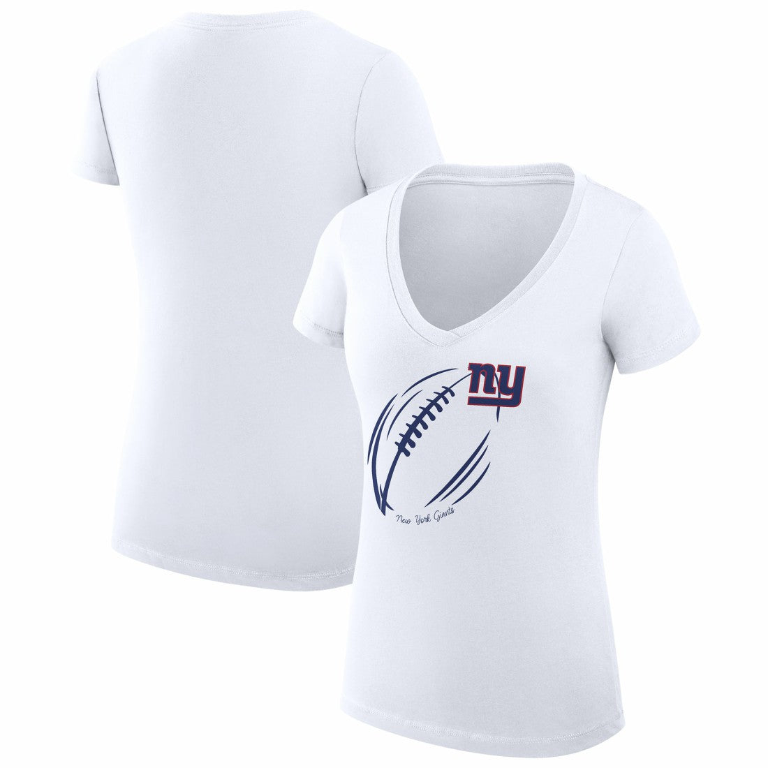 New York Giants G-III 4Her by Carl Banks Women's Super-Slim Fit Lightweight Subtle Football V-Neck T-Shirt White