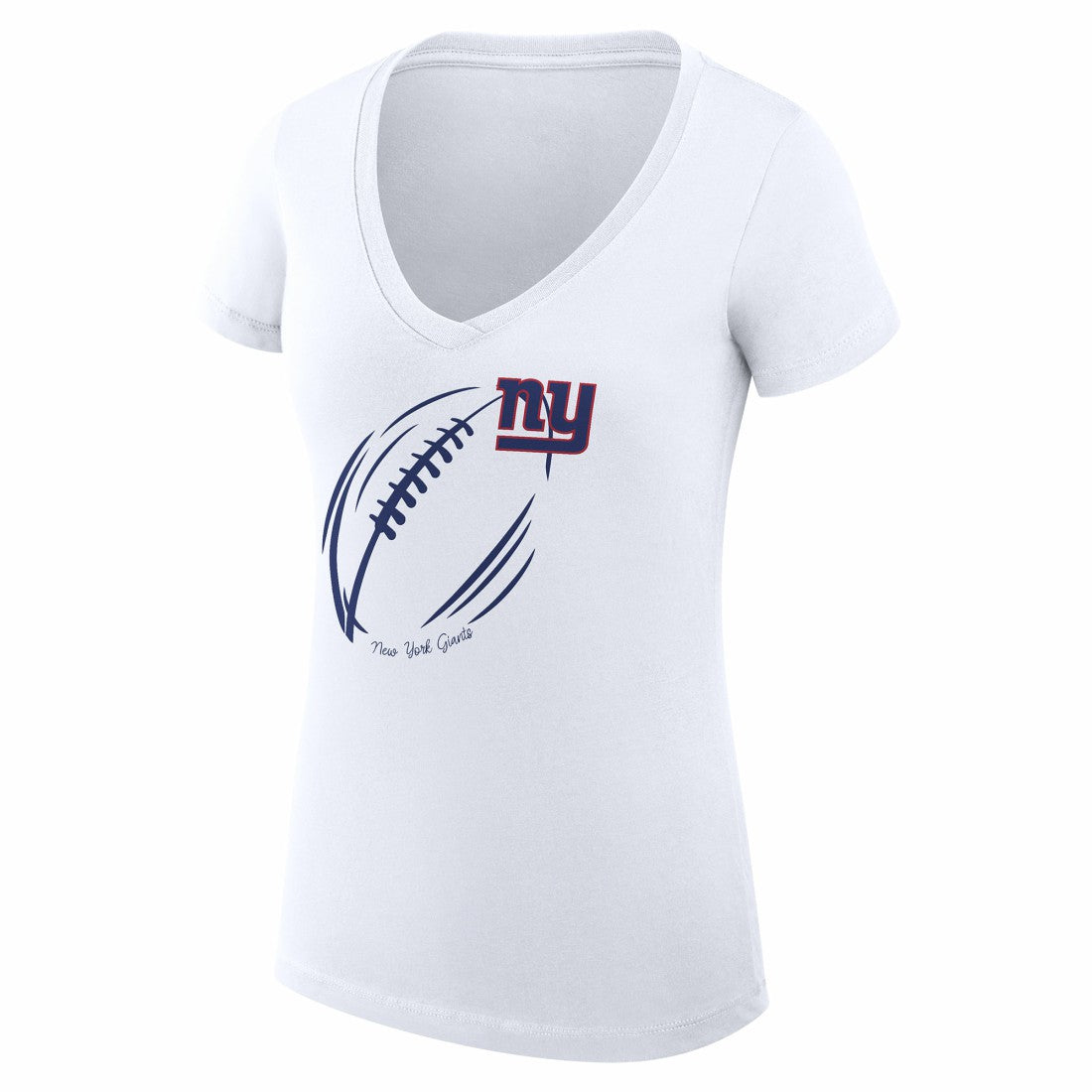 New York Giants G-III 4Her by Carl Banks Women's Super-Slim Fit Lightweight Subtle Football V-Neck T-Shirt White