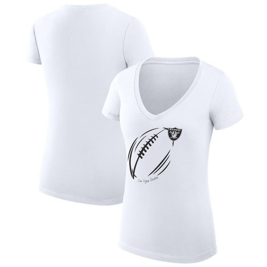 Las Vegas Raiders G-III 4Her by Carl Banks Women's Super-Slim Fit Lightweight Subtle Football V-Neck T-Shirt White
