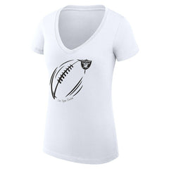 Las Vegas Raiders G-III 4Her by Carl Banks Women's Super-Slim Fit Lightweight Subtle Football V-Neck T-Shirt White
