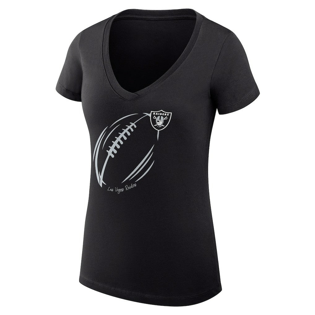 Las Vegas Raiders G-III 4Her by Carl Banks Women's Super-Slim Fit Lightweight Subtle Football V-Neck T-Shirt Black