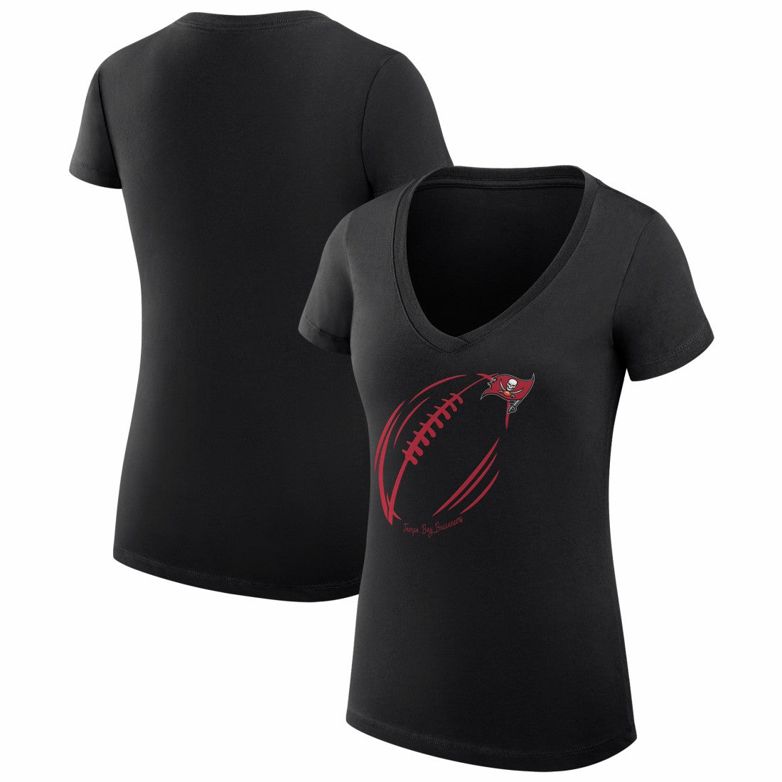 Tampa Bay Buccaneers G-III 4Her by Carl Banks Women's Super-Slim Fit Lightweight Subtle Football V-Neck T-Shirt Black