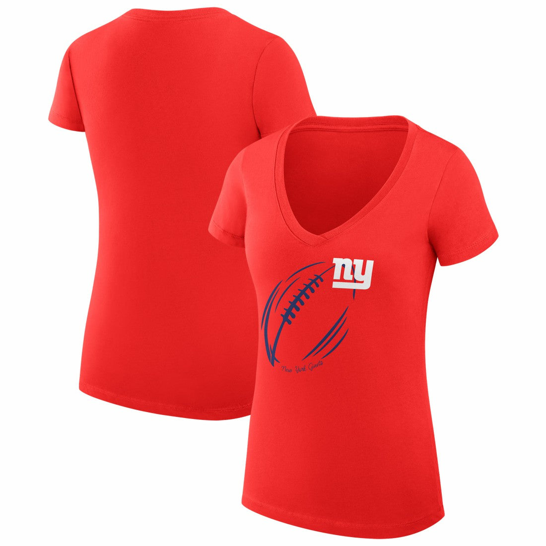 New York Giants G-III 4Her by Carl Banks Women's Super-Slim Fit Lightweight Subtle Football V-Neck T-Shirt Red