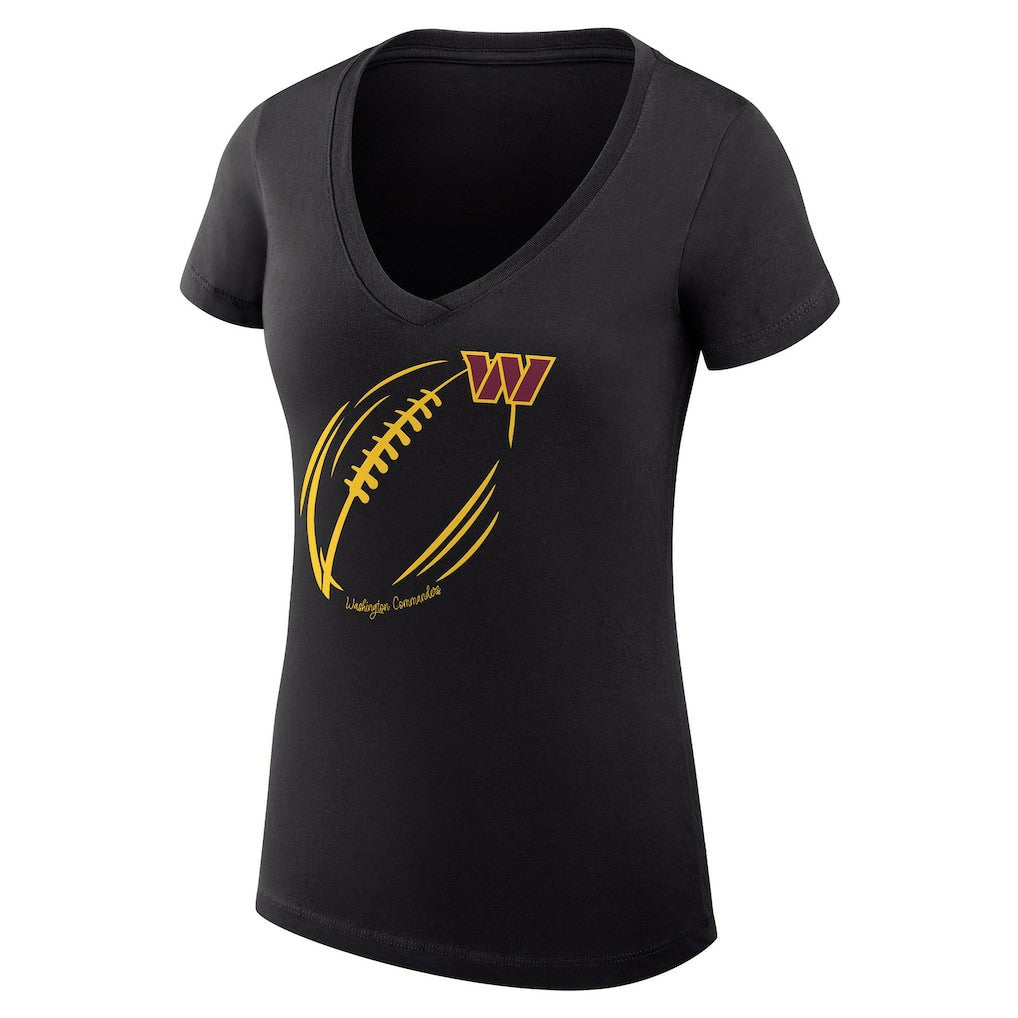 Washington Commanders G-III 4Her by Carl Banks Women's Super-Slim Fit Lightweight Subtle Football V-Neck T-Shirt Black