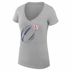 New York Giants G-III 4Her by Carl Banks Women's Super-Slim Fit Lightweight Subtle Football V-Neck T-Shirt Heather Gray
