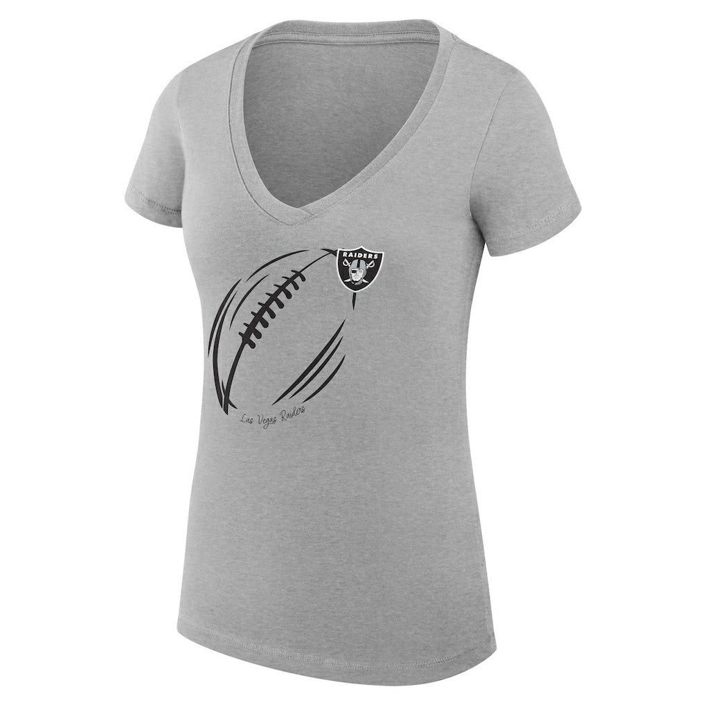 Las Vegas Raiders G-III 4Her by Carl Banks Women's Super-Slim Fit Lightweight Subtle Football V-Neck T-Shirt Heather Gray