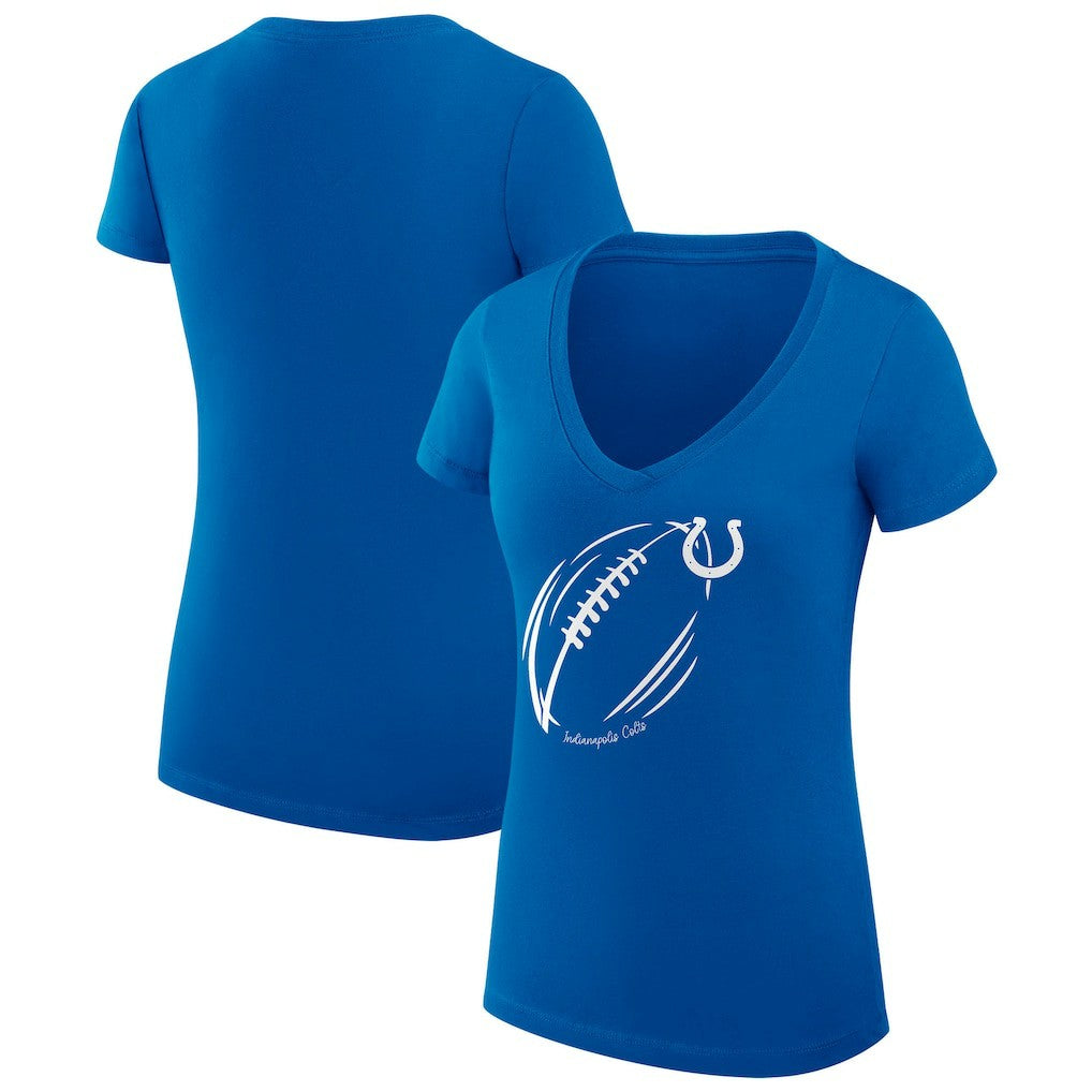 Indianapolis Colts G-III 4Her by Carl Banks Women's Super-Slim Fit Lightweight Subtle Football V-Neck T-Shirt Royal