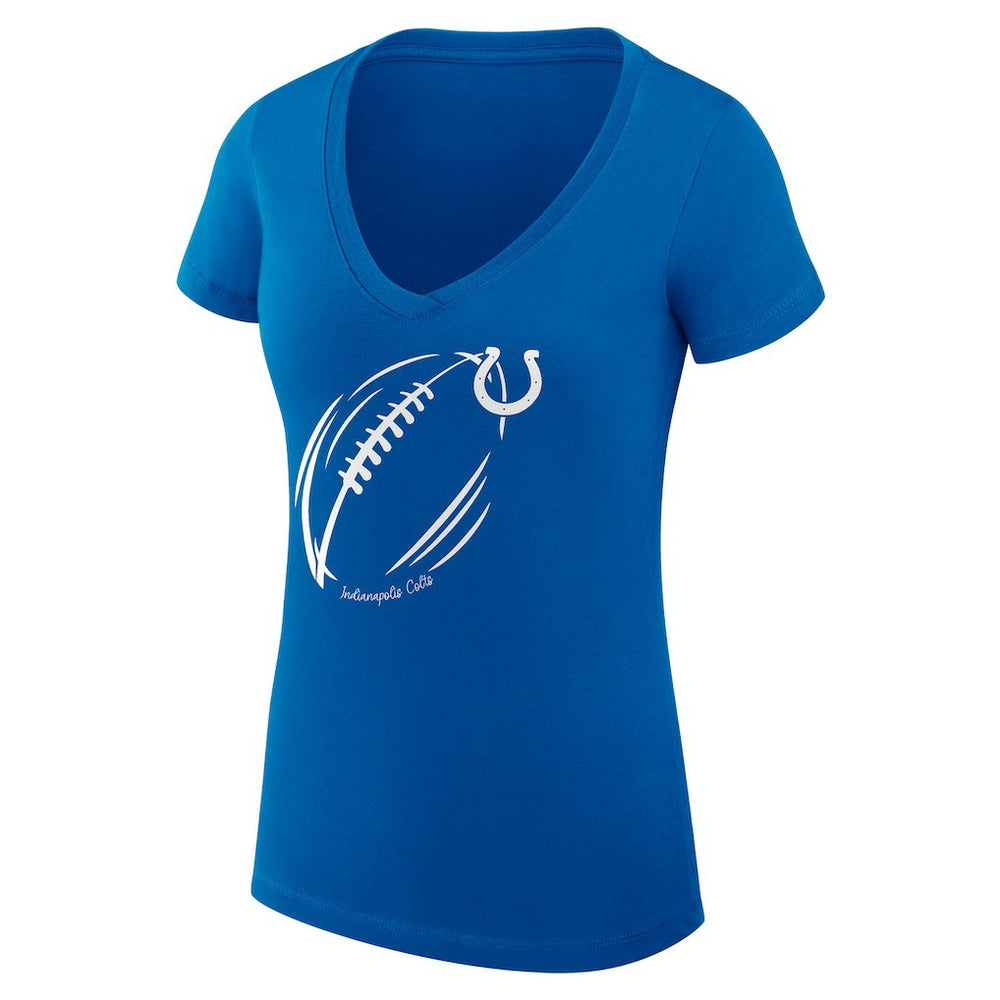 Indianapolis Colts G-III 4Her by Carl Banks Women's Super-Slim Fit Lightweight Subtle Football V-Neck T-Shirt Royal