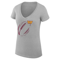 Washington Commanders G-III 4Her by Carl Banks Women's Super-Slim Fit Lightweight Subtle Football V-Neck T-Shirt Heather Gray
