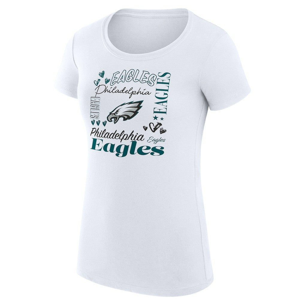 Philadelphia Eagles G-III 4Her by Carl Banks Women's Super-Slim Fit Lightweight Collage Team T-Shirt White