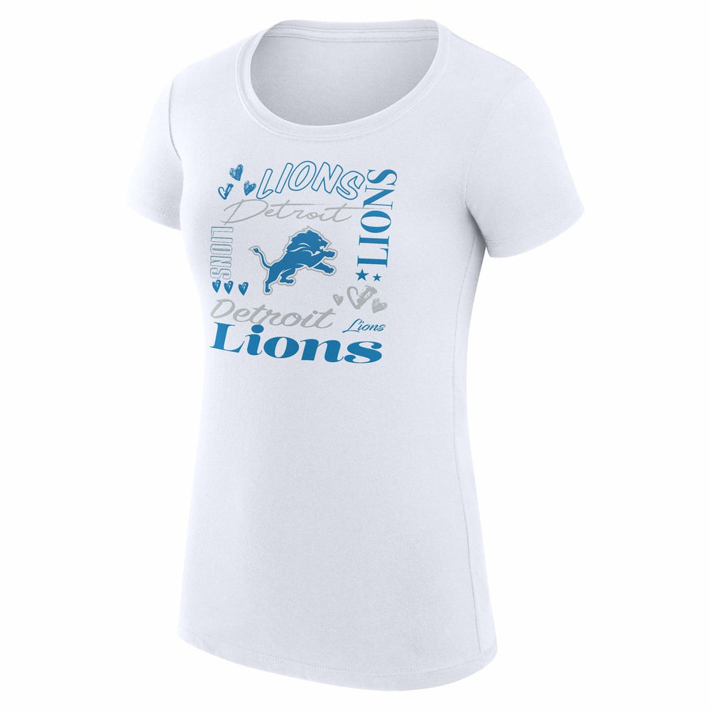 Detroit Lions G-III 4Her by Carl Banks Women's Super-Slim Fit Lightweight Collage Team T-Shirt White