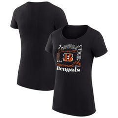Cincinnati Bengals G-III 4Her by Carl Banks Women's Super-Slim Fit Lightweight Collage Team T-Shirt Black