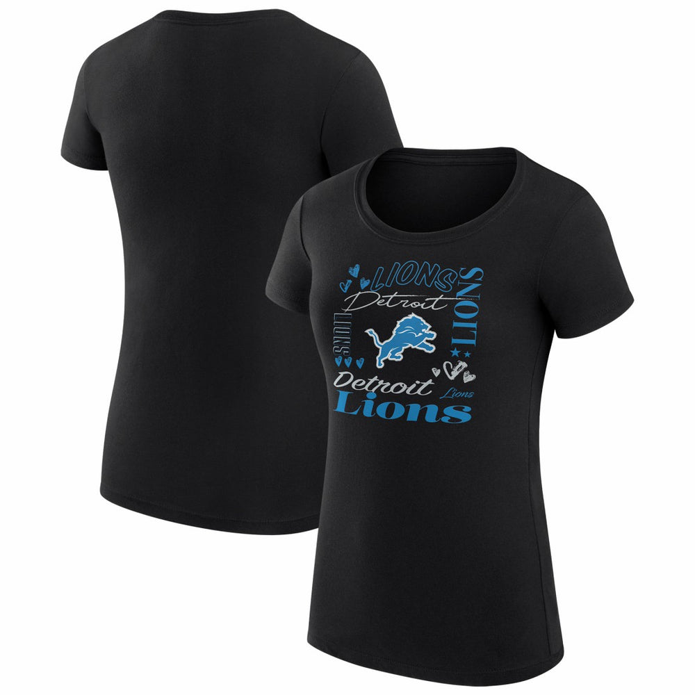 Detroit Lions G-III 4Her by Carl Banks Women's Super-Slim Fit Lightweight Collage Team T-Shirt Black