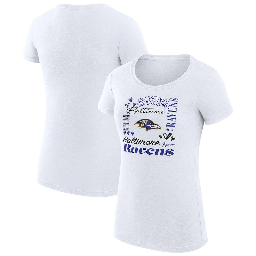 Baltimore Ravens G-III 4Her by Carl Banks Women's Super-Slim Fit Lightweight Collage Team T-Shirt White
