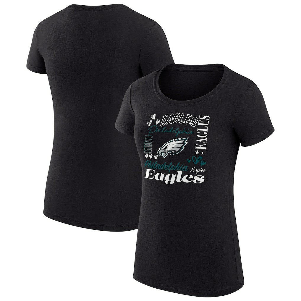 Philadelphia Eagles G-III 4Her by Carl Banks Women's Super-Slim Fit Lightweight Collage Team T-Shirt Black