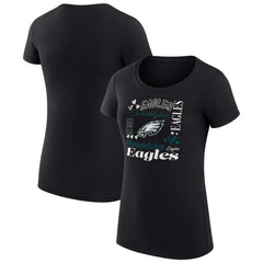 Philadelphia Eagles G-III 4Her by Carl Banks Women's Super-Slim Fit Lightweight Collage Team T-Shirt Black