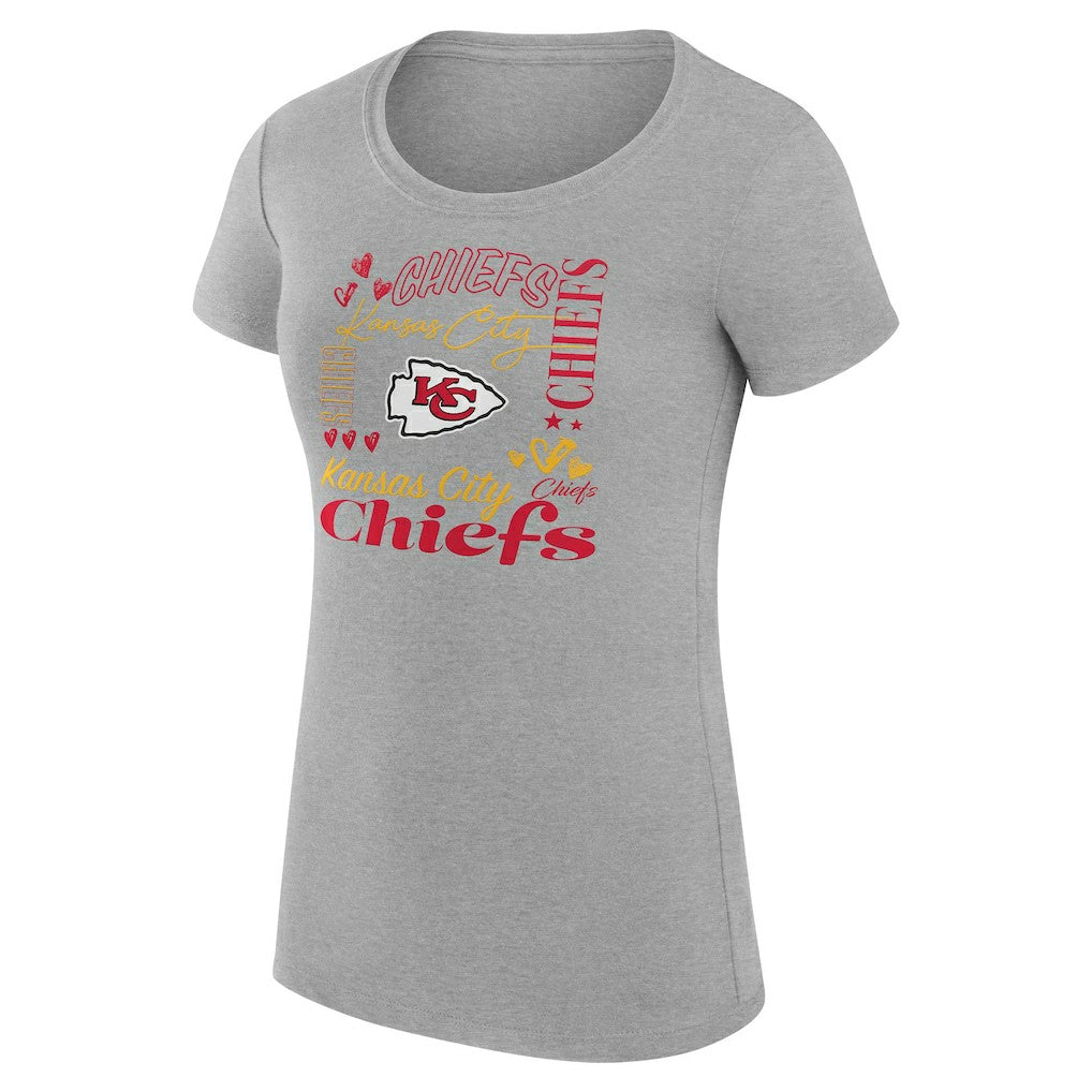 Kansas City Chiefs G-III 4Her by Carl Banks Women's Super-Slim Fit Lightweight Collage Team T-Shirt Heather Gray