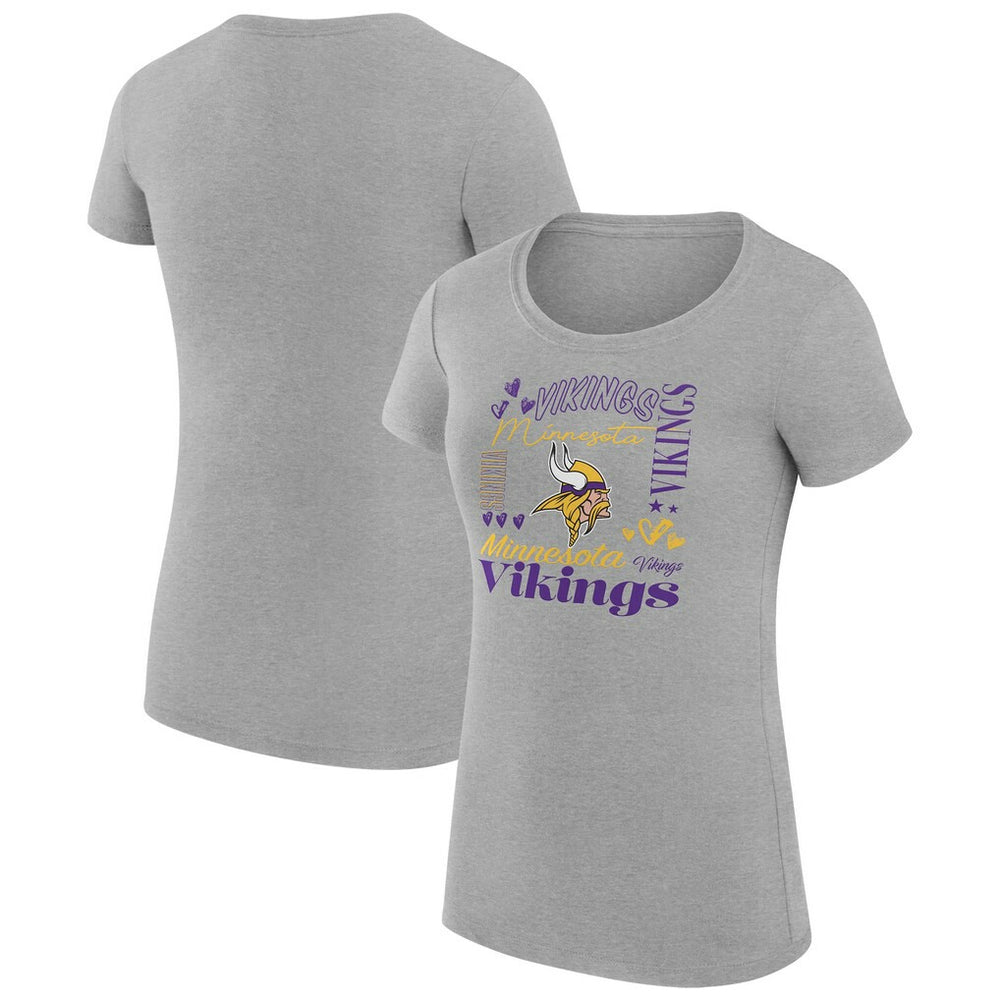 Minnesota Vikings G-III 4Her by Carl Banks Women's Super-Slim Fit Lightweight Collage Team T-Shirt Heather Gray