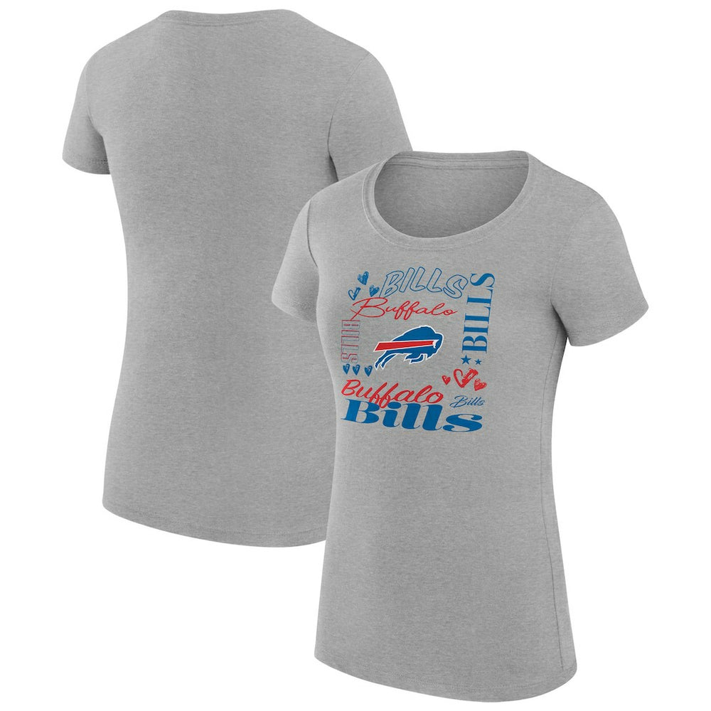 Buffalo Bills G-III 4Her by Carl Banks Women's Super-Slim Fit Lightweight Collage Team T-Shirt Heather Gray