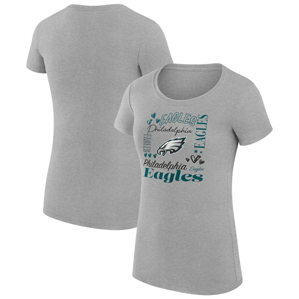 Philadelphia Eagles G-III 4Her by Carl Banks Women's Super-Slim Fit Lightweight Collage Team T-Shirt Heather Gray