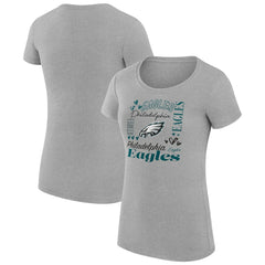 Philadelphia Eagles G-III 4Her by Carl Banks Women's Super-Slim Fit Lightweight Collage Team T-Shirt Heather Gray