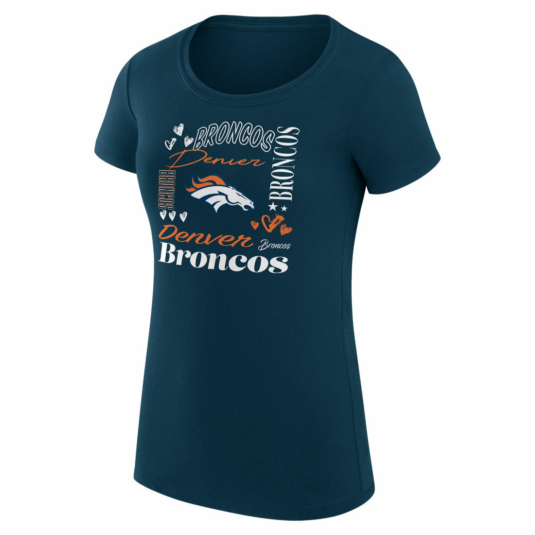Denver Broncos G-III 4Her by Carl Banks Women's Super-Slim Fit Lightweight Collage Team T-Shirt Navy