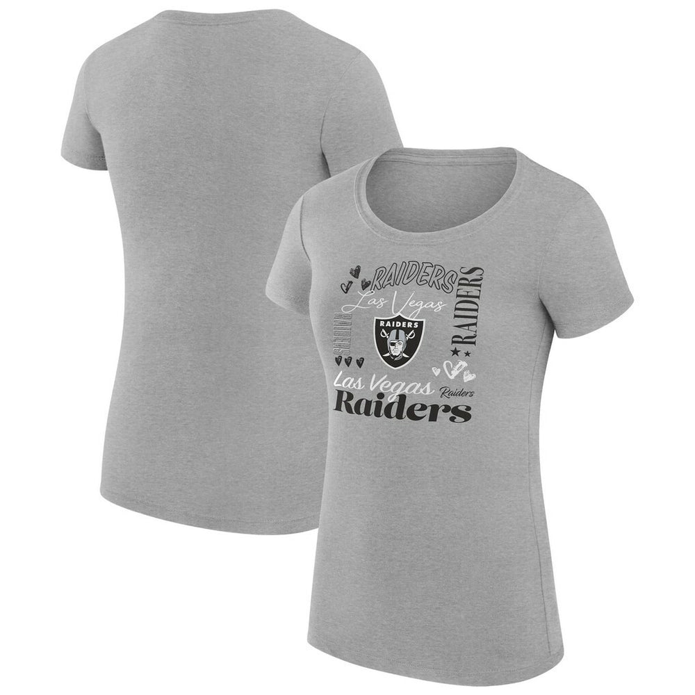 Las Vegas Raiders G-III 4Her by Carl Banks Women's Super-Slim Fit Lightweight Collage Team T-Shirt Heather Gray