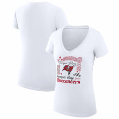 Tampa Bay Buccaneers G-III 4Her by Carl Banks Women's Super-Slim Fit Lightweight Collage Team V-Neck T-Shirt White