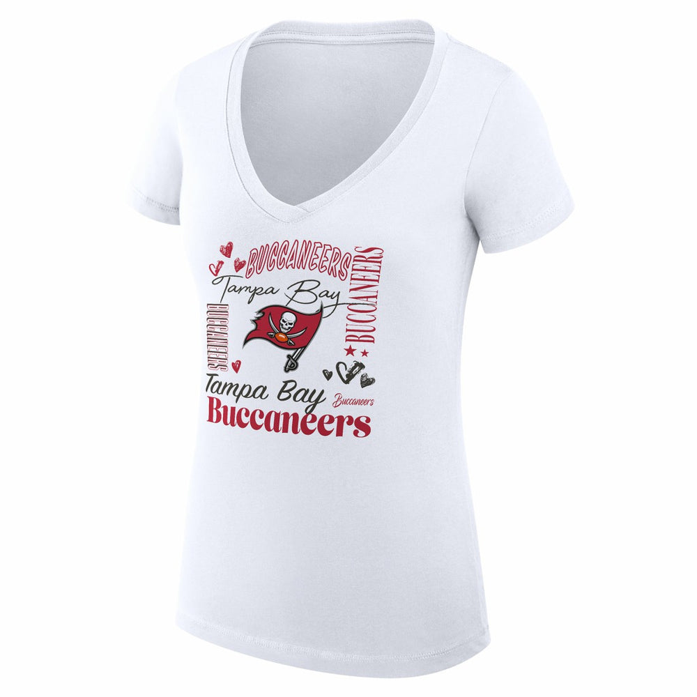 Tampa Bay Buccaneers G-III 4Her by Carl Banks Women's Super-Slim Fit Lightweight Collage Team V-Neck T-Shirt White