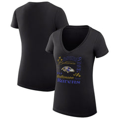 Baltimore Ravens G-III 4Her by Carl Banks Women's Super-Slim Fit Lightweight Collage Team V-Neck T-Shirt Black