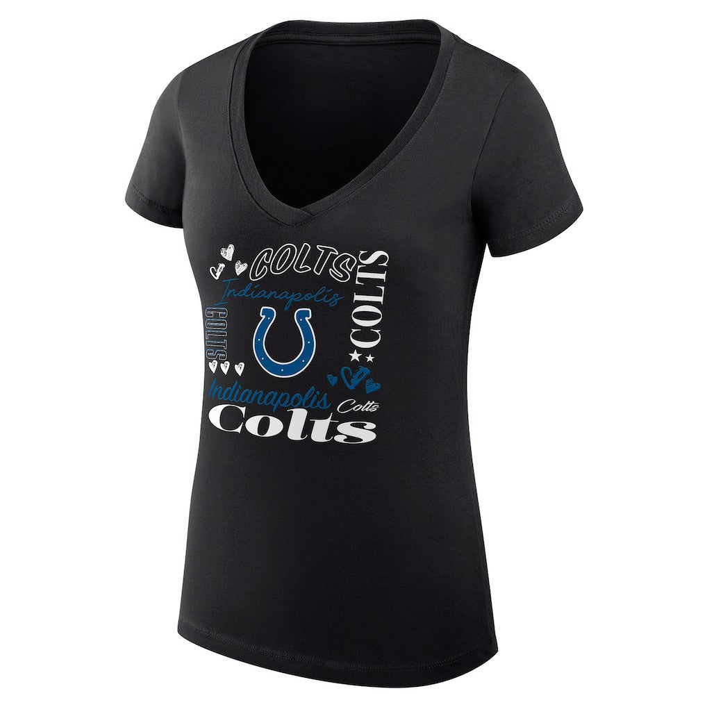 Indianapolis Colts G-III 4Her by Carl Banks Women's Super-Slim Fit Lightweight Collage Team V-Neck T-Shirt Black