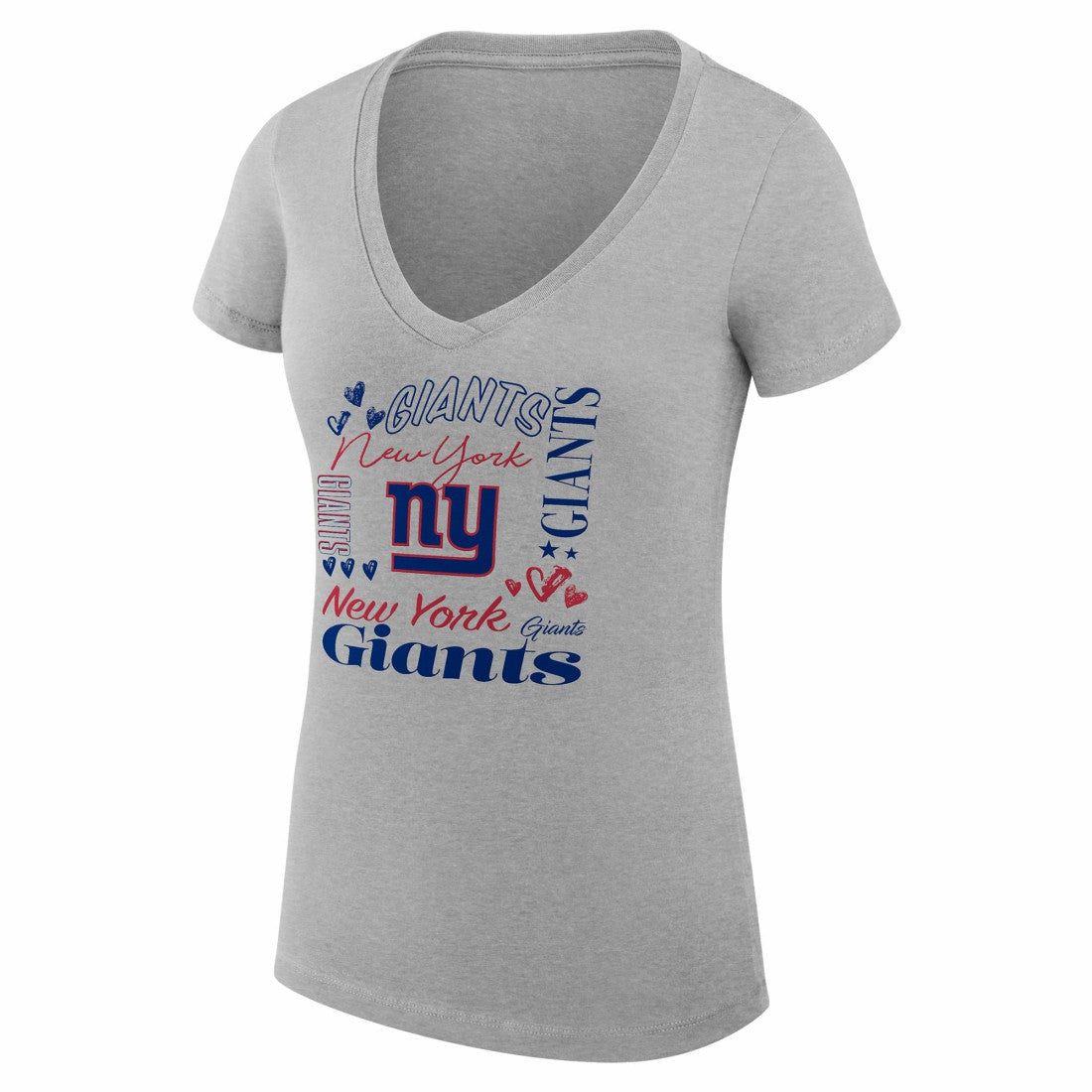 New York Giants G-III 4Her by Carl Banks Women's Super-Slim Fit Lightweight Collage Team V-Neck T-Shirt Heather Gray