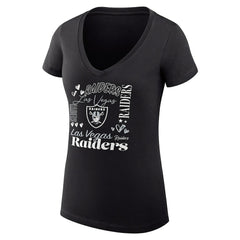 Las Vegas Raiders G-III 4Her by Carl Banks Women's Super-Slim Fit Lightweight Collage Team V-Neck T-Shirt Black